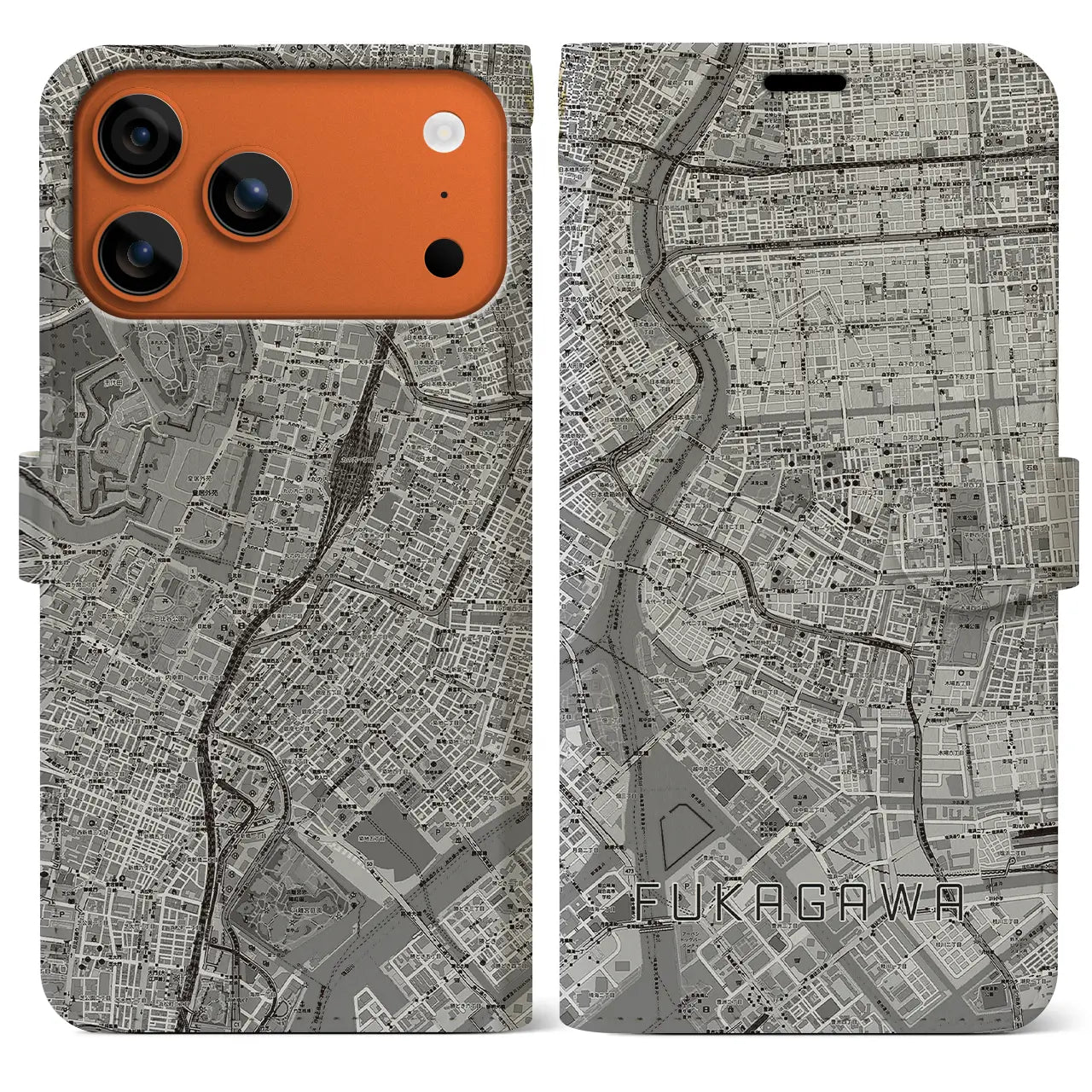 【深川2(東京都)】地図柄iPhoneケース(手帳タイプ)