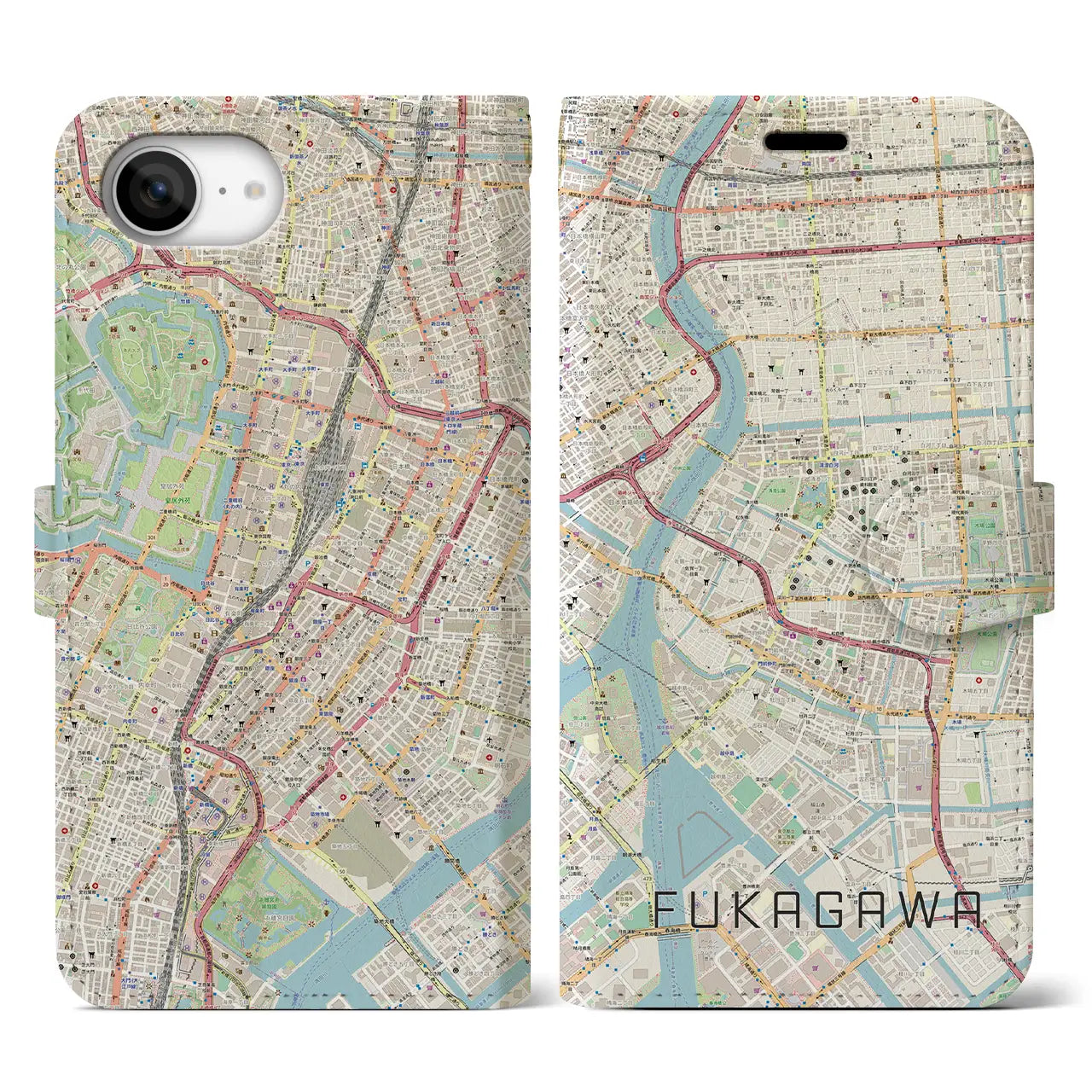 【深川2(東京都)】地図柄iPhoneケース(手帳タイプ)