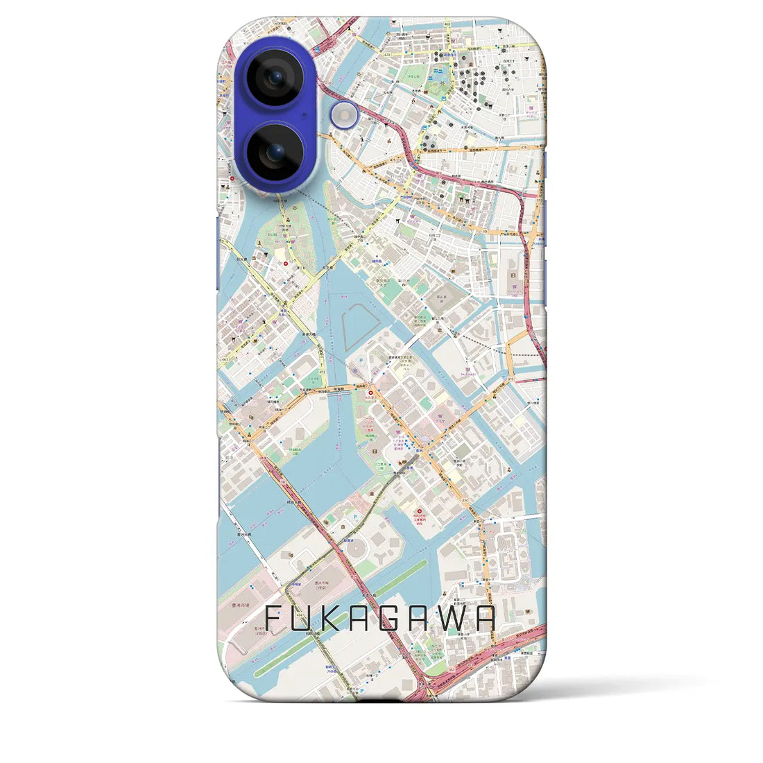 【深川(東京都)】地図柄iPhoneケース(バックカバータイプ)ブラック・iPhone 16 Pro Max 用