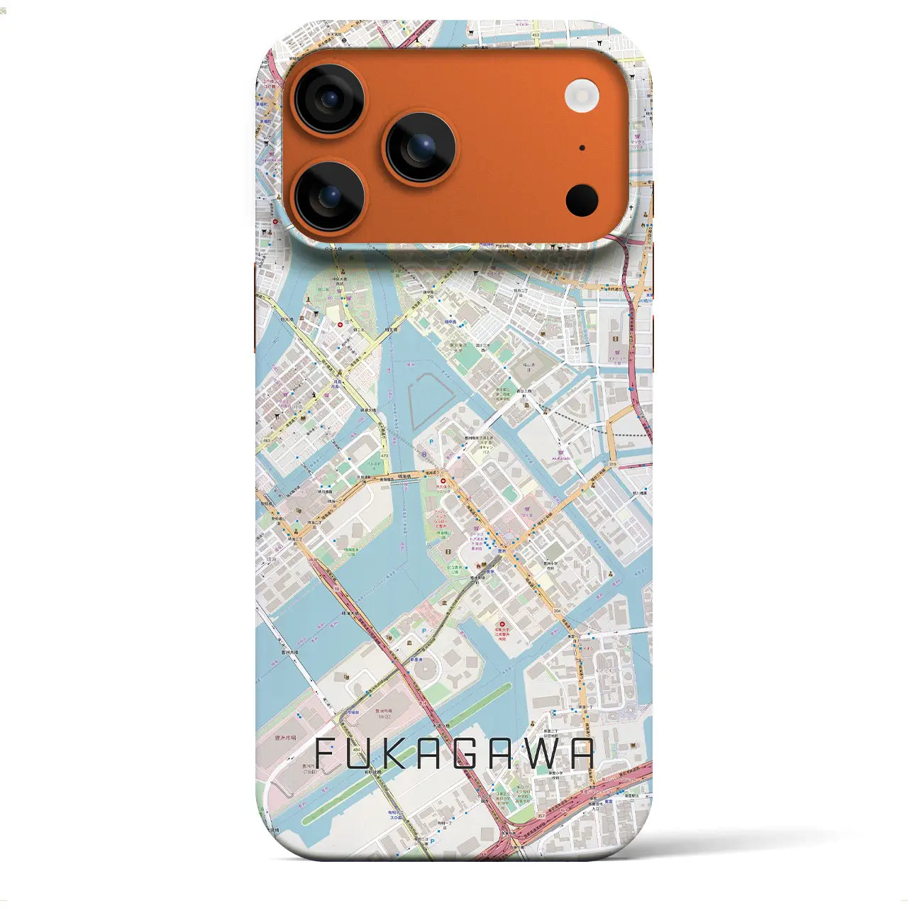 【深川(東京都)】地図柄iPhoneケース(バックカバータイプ)ブラック・iPhone 17 Pro Max 用
