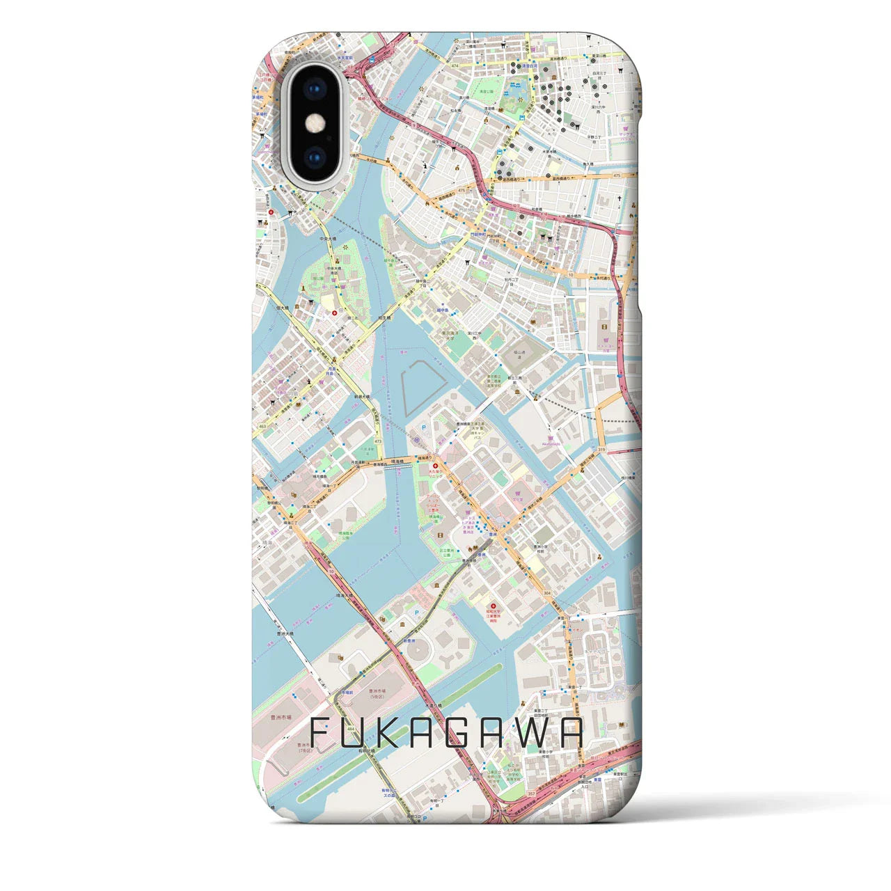 【深川(東京都)】地図柄iPhoneケース(バックカバータイプ)