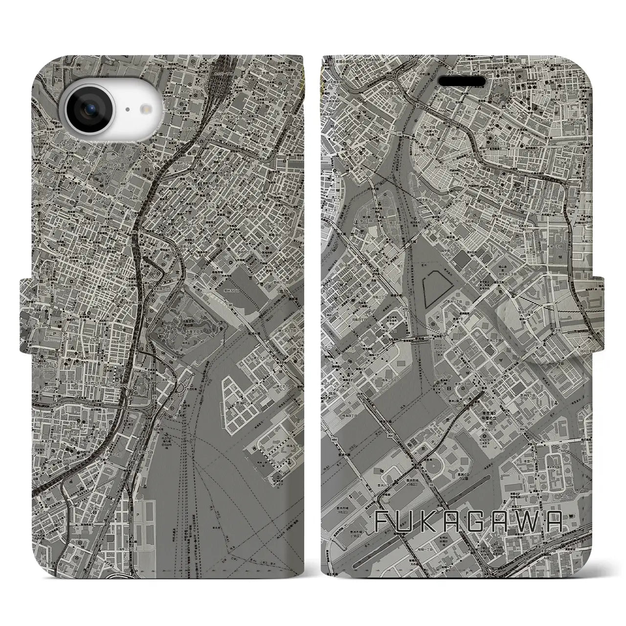 【深川(東京都)】地図柄iPhoneケース(手帳タイプ)