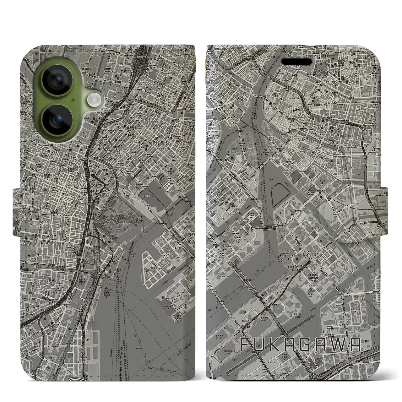 【深川(東京都)】地図柄iPhoneケース(手帳タイプ)