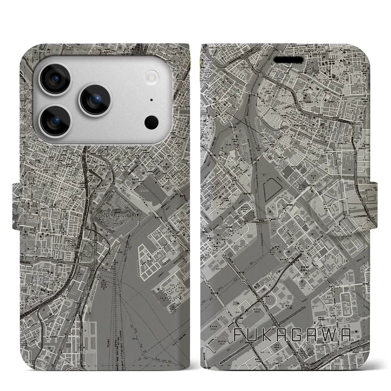 【深川(東京都)】地図柄iPhoneケース(手帳タイプ)