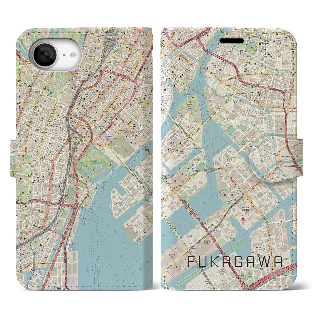【深川(東京都)】地図柄iPhoneケース(手帳タイプ)