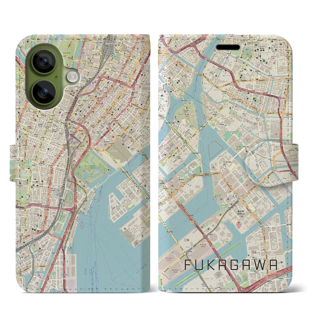 【深川(東京都)】地図柄iPhoneケース(手帳タイプ)