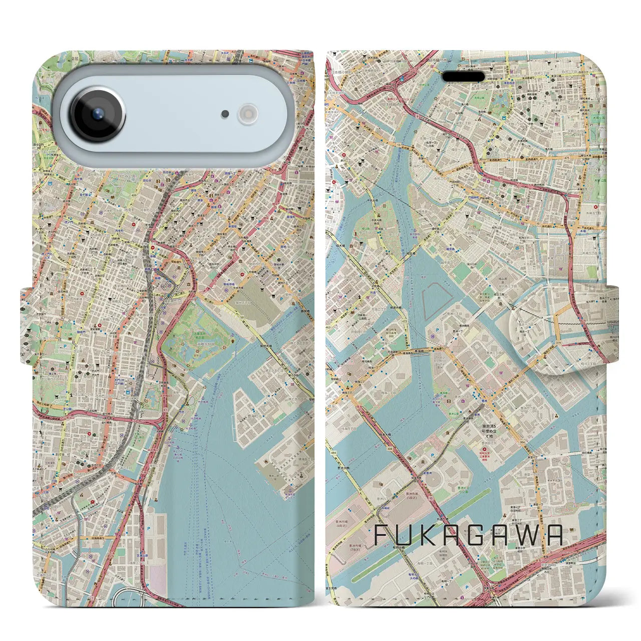 【深川(東京都)】地図柄iPhoneケース(手帳タイプ)