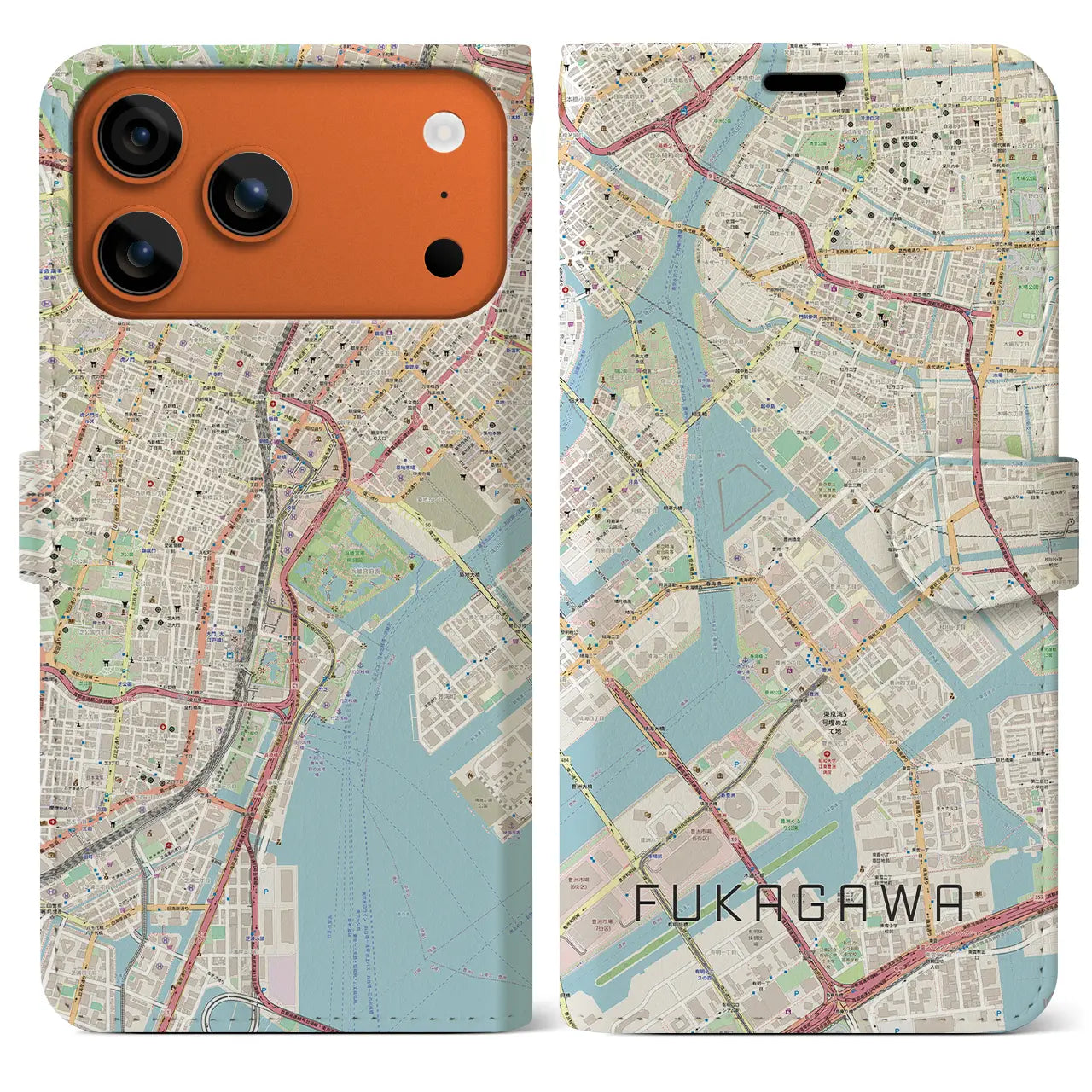 【深川(東京都)】地図柄iPhoneケース(手帳タイプ)