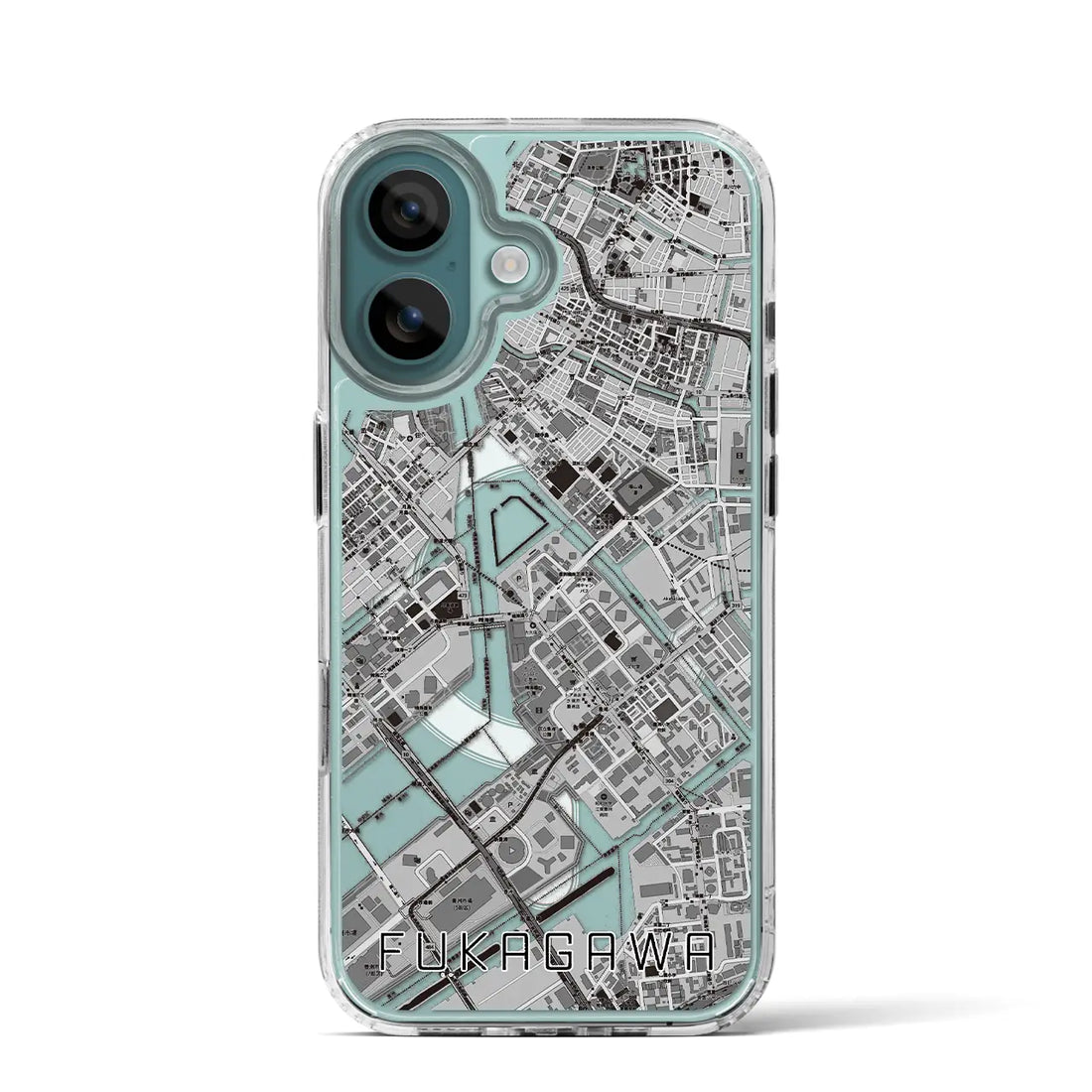 【深川(東京都)】地図柄iPhoneケース(MagSafeタイプ)モノトーン・iPhone 16 Pro 用