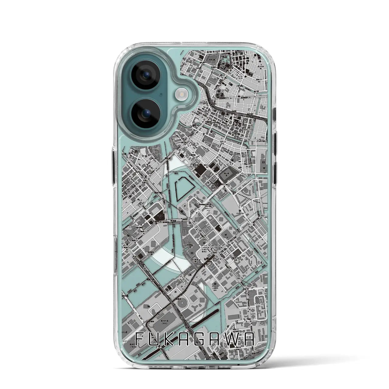 【深川(東京都)】地図柄iPhoneケース(MagSafeタイプ)モノトーン・iPhone 16 Pro 用