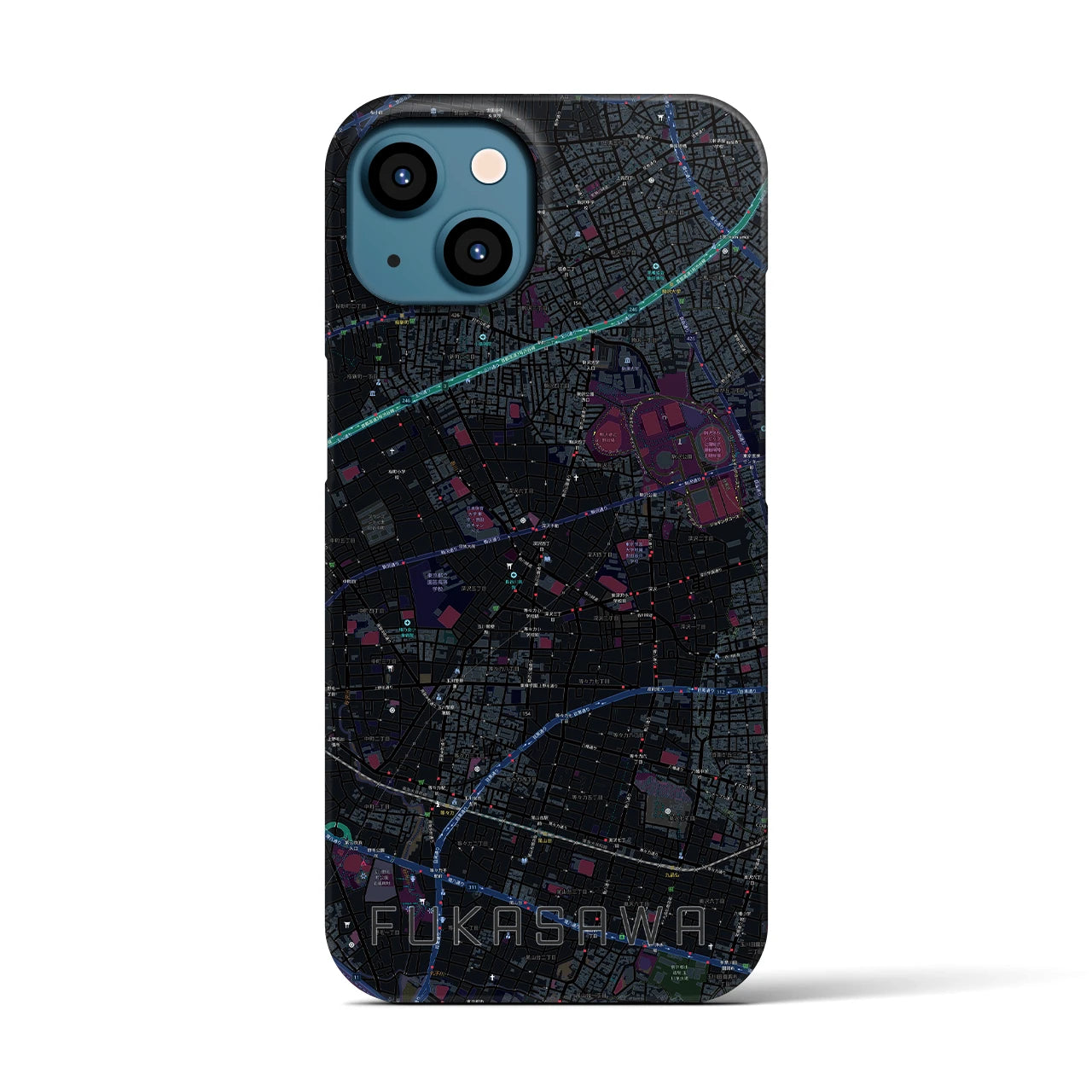【深沢(東京都)】地図柄iPhoneケース(バックカバータイプ)