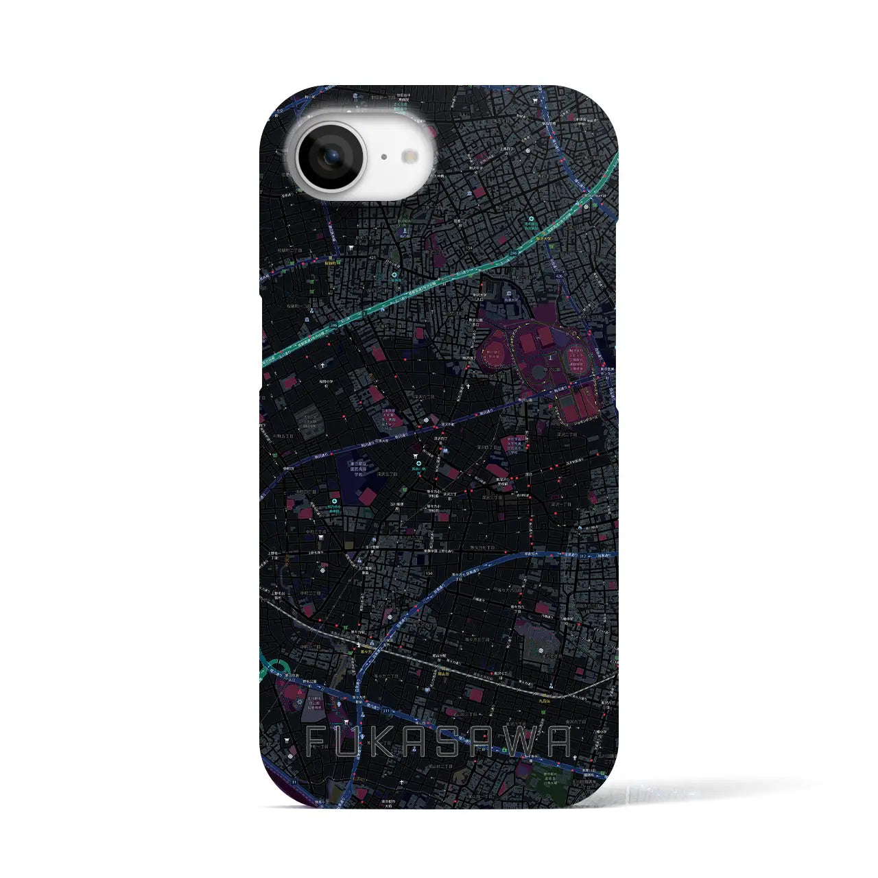 【深沢(東京都)】地図柄iPhoneケース(バックカバータイプ)