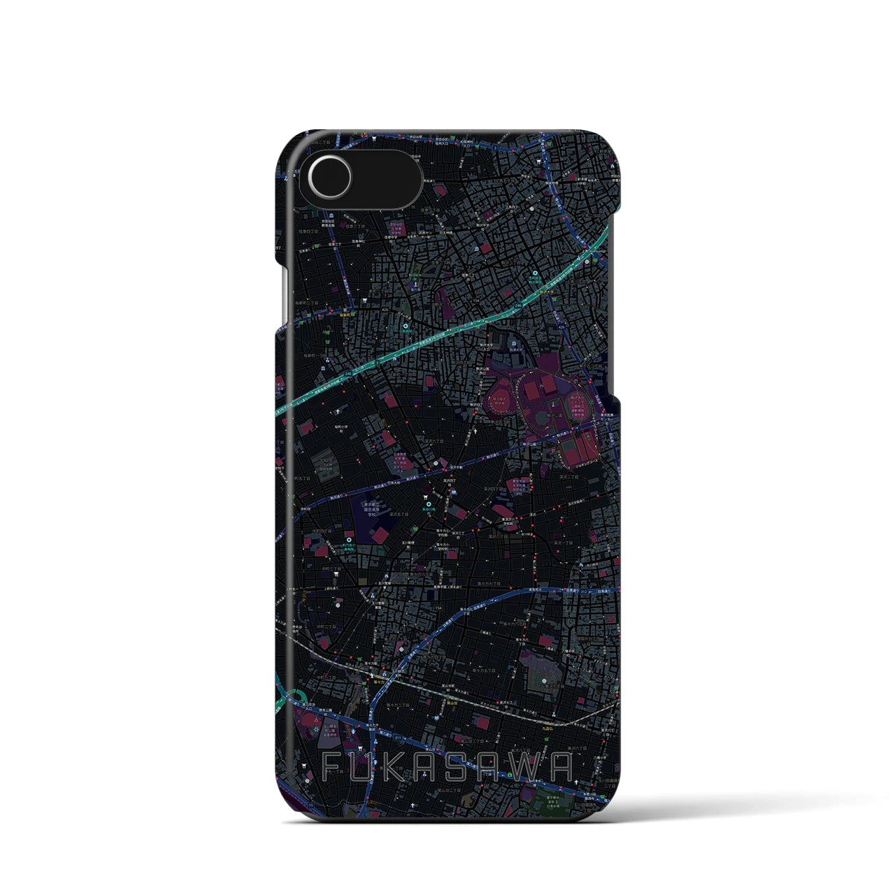 【深沢(東京都)】地図柄iPhoneケース(バックカバータイプ)