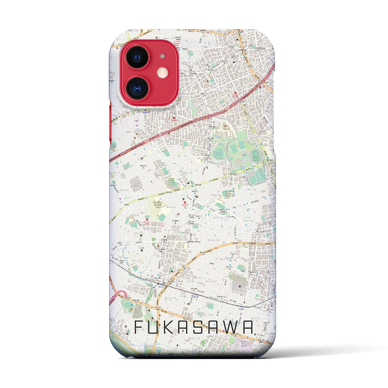 【深沢(東京都)】地図柄iPhoneケース(バックカバータイプ)