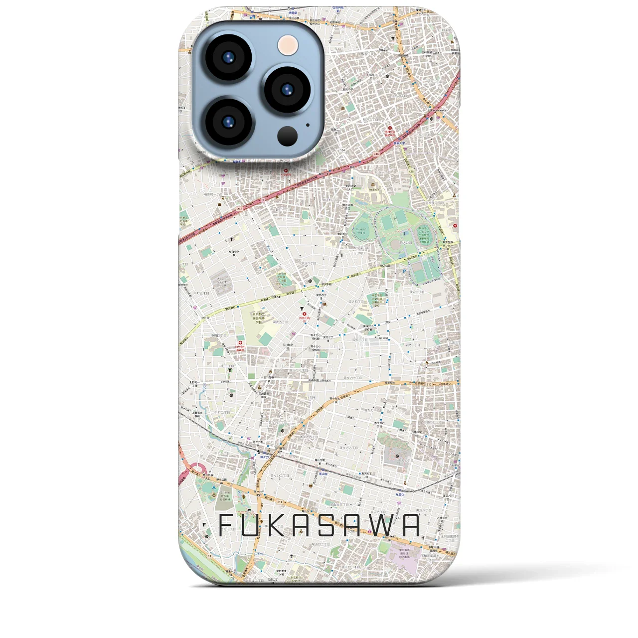 【深沢(東京都)】地図柄iPhoneケース(バックカバータイプ)