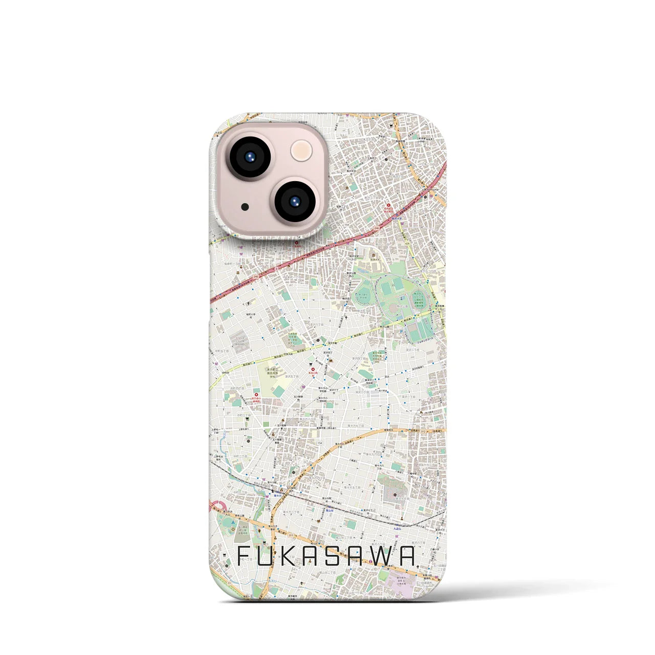 【深沢(東京都)】地図柄iPhoneケース(バックカバータイプ)