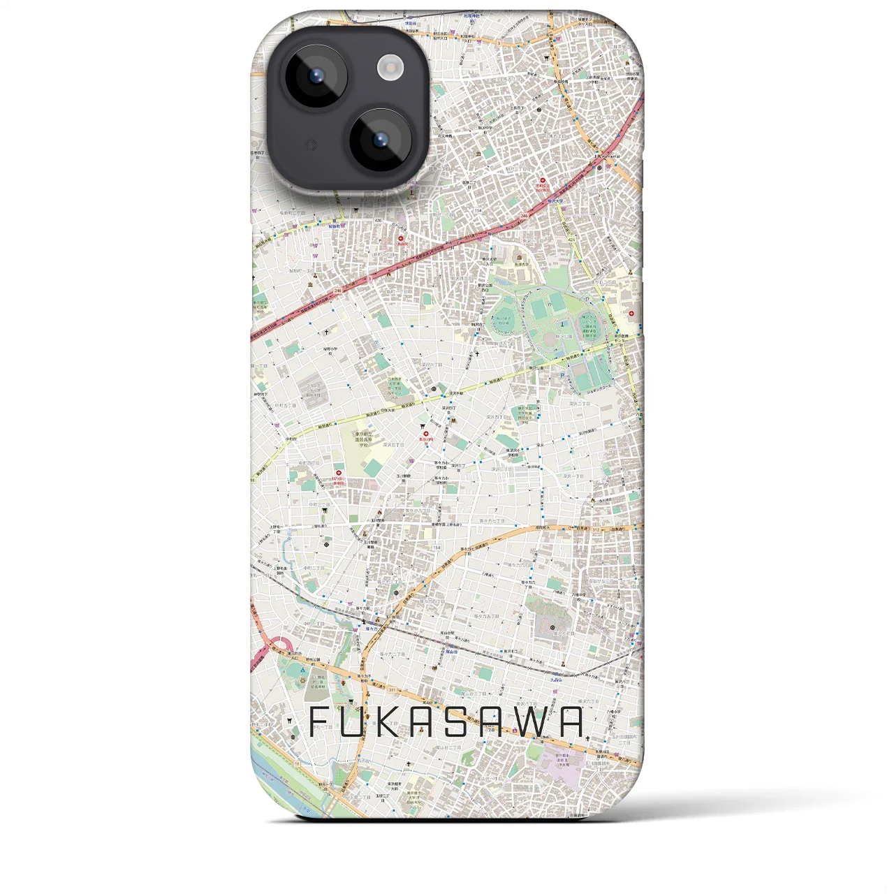 【深沢(東京都)】地図柄iPhoneケース(バックカバータイプ)