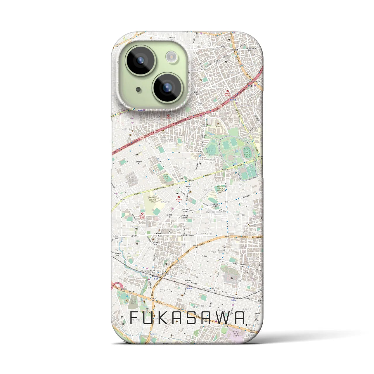 【深沢(東京都)】地図柄iPhoneケース(バックカバータイプ)