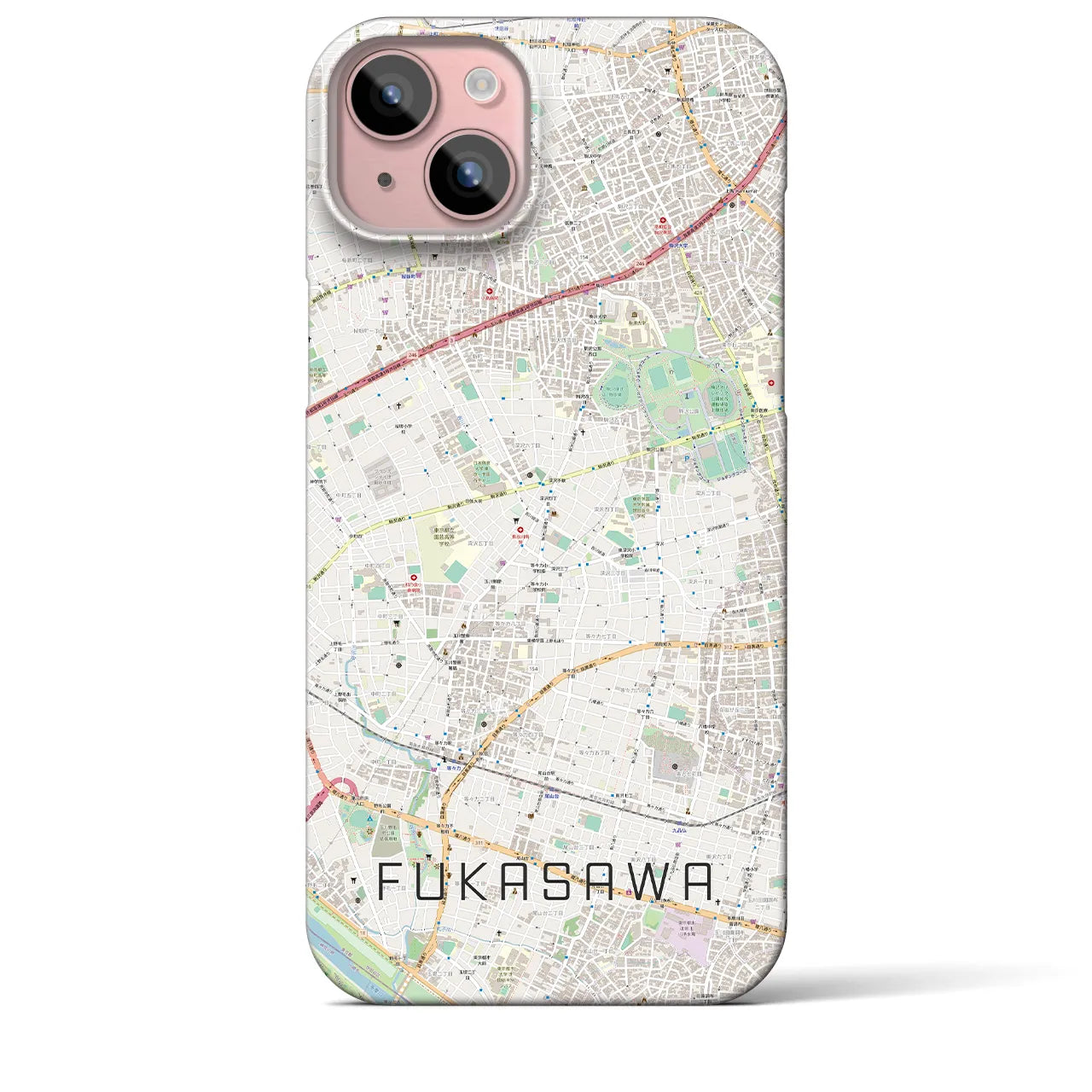 【深沢(東京都)】地図柄iPhoneケース(バックカバータイプ)