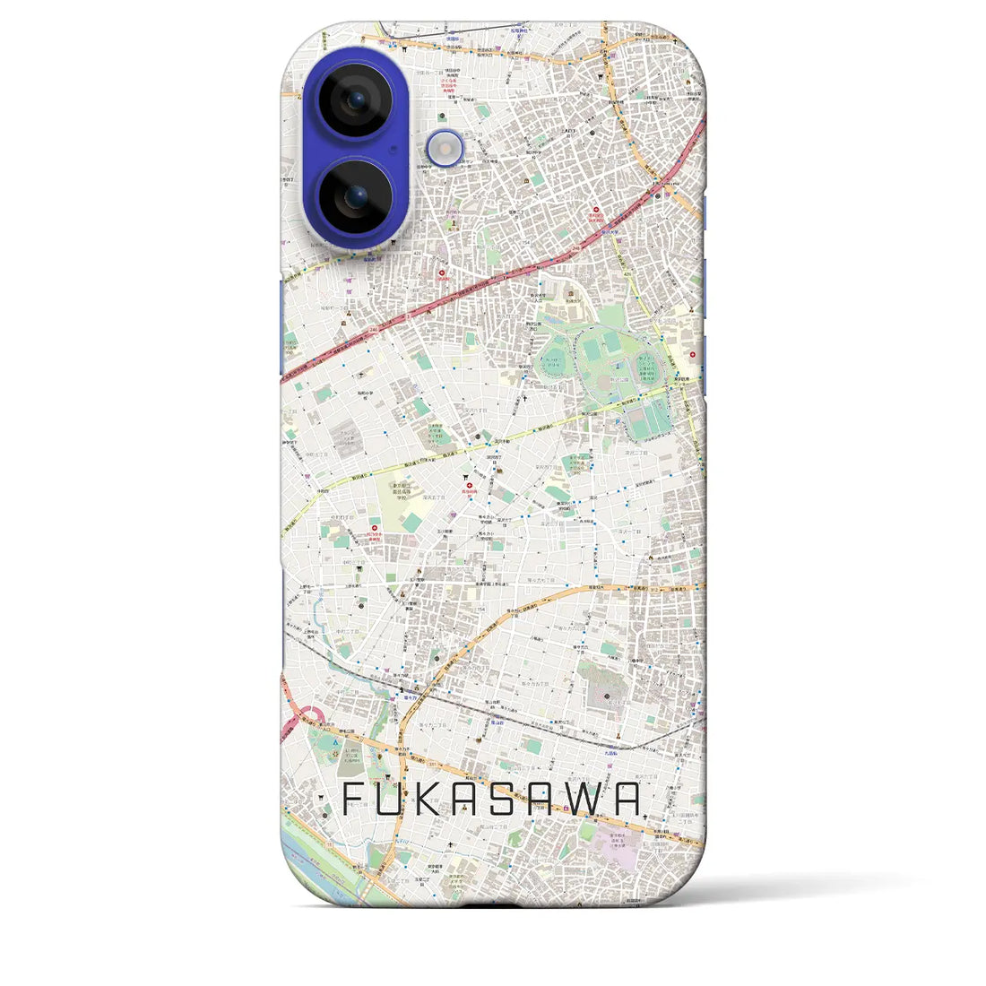 【深沢(東京都)】地図柄iPhoneケース(バックカバータイプ)ブラック・iPhone 16 Pro Max 用