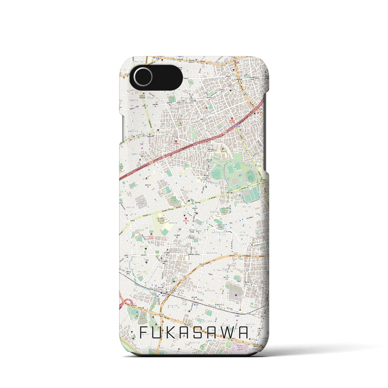 【深沢(東京都)】地図柄iPhoneケース(バックカバータイプ)