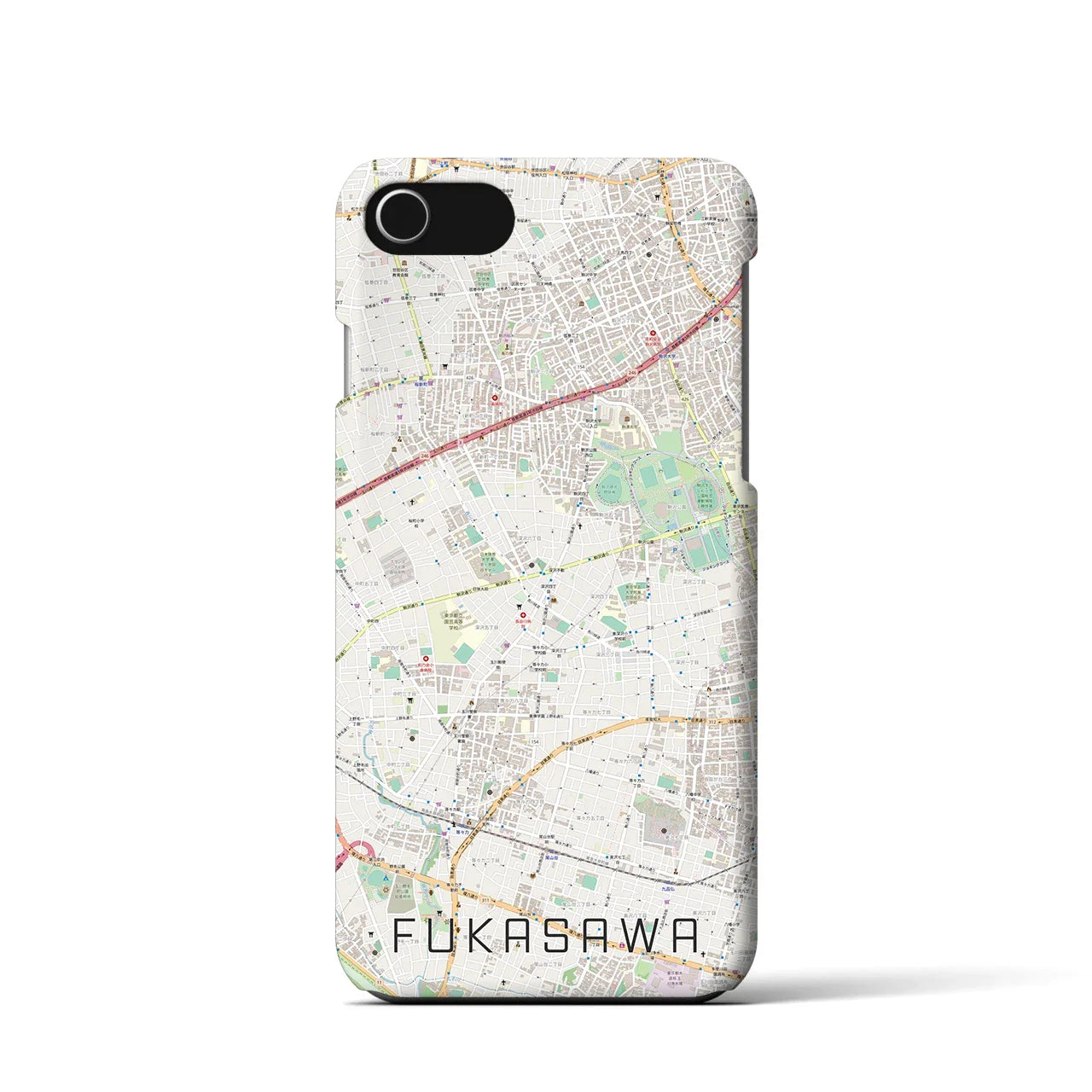 【深沢(東京都)】地図柄iPhoneケース(バックカバータイプ)