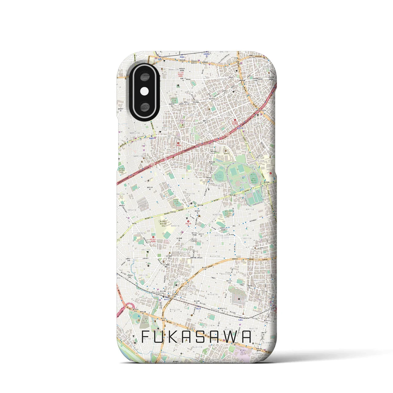 【深沢(東京都)】地図柄iPhoneケース(バックカバータイプ)