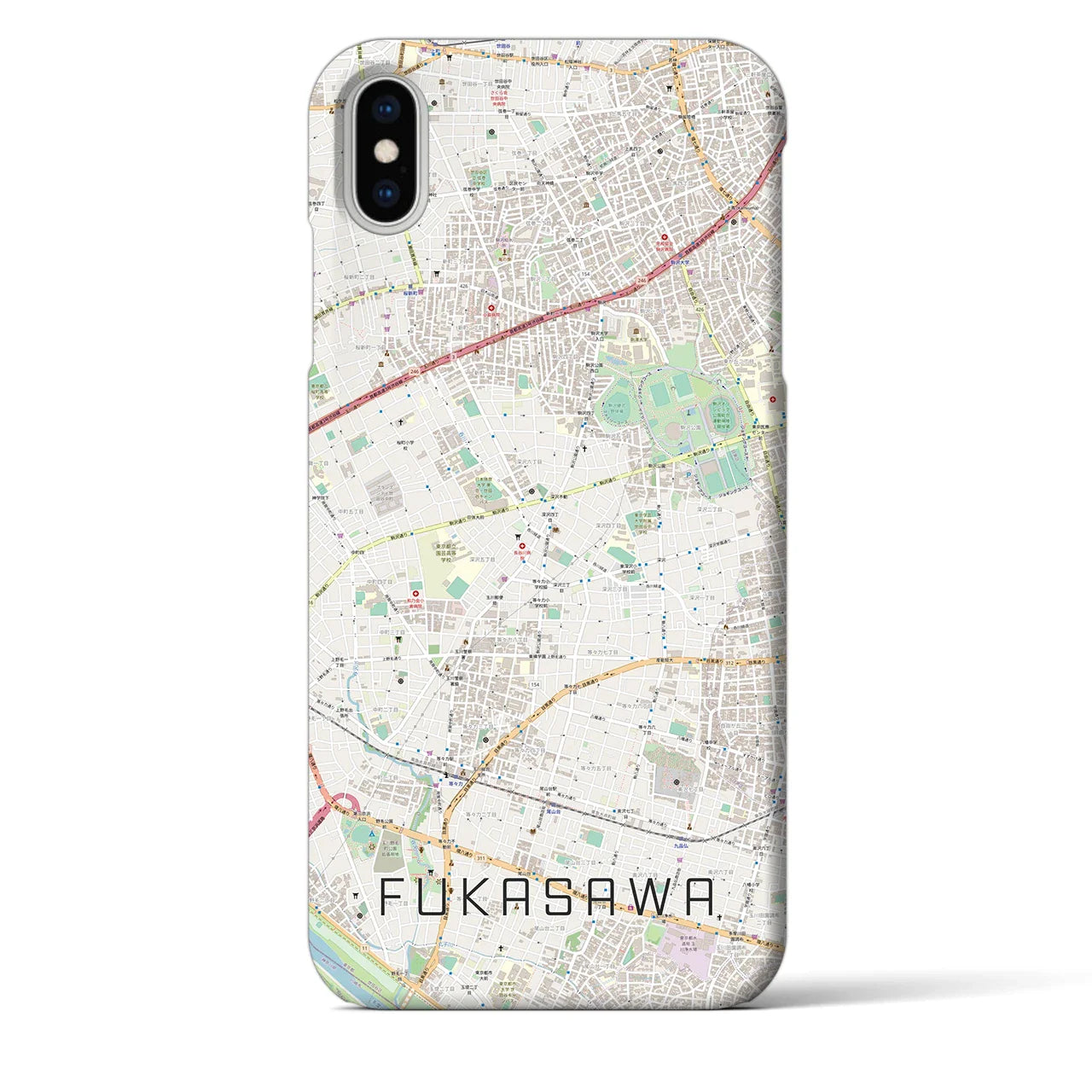 【深沢(東京都)】地図柄iPhoneケース(バックカバータイプ)