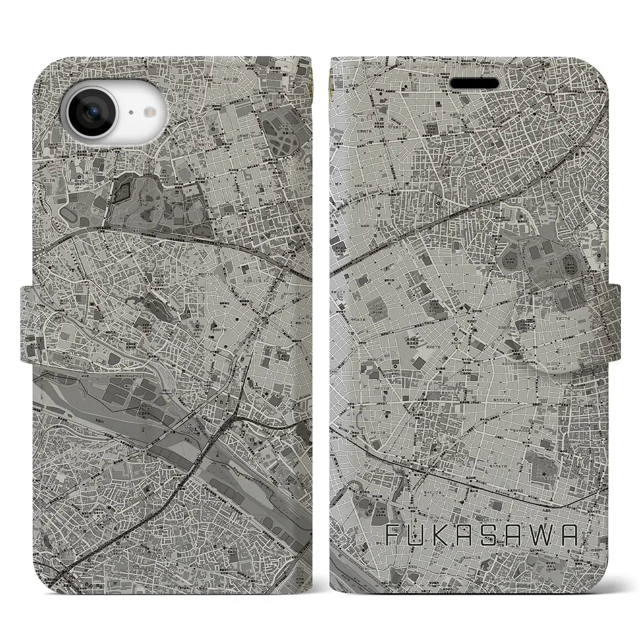 【深沢(東京都)】地図柄iPhoneケース(手帳タイプ)