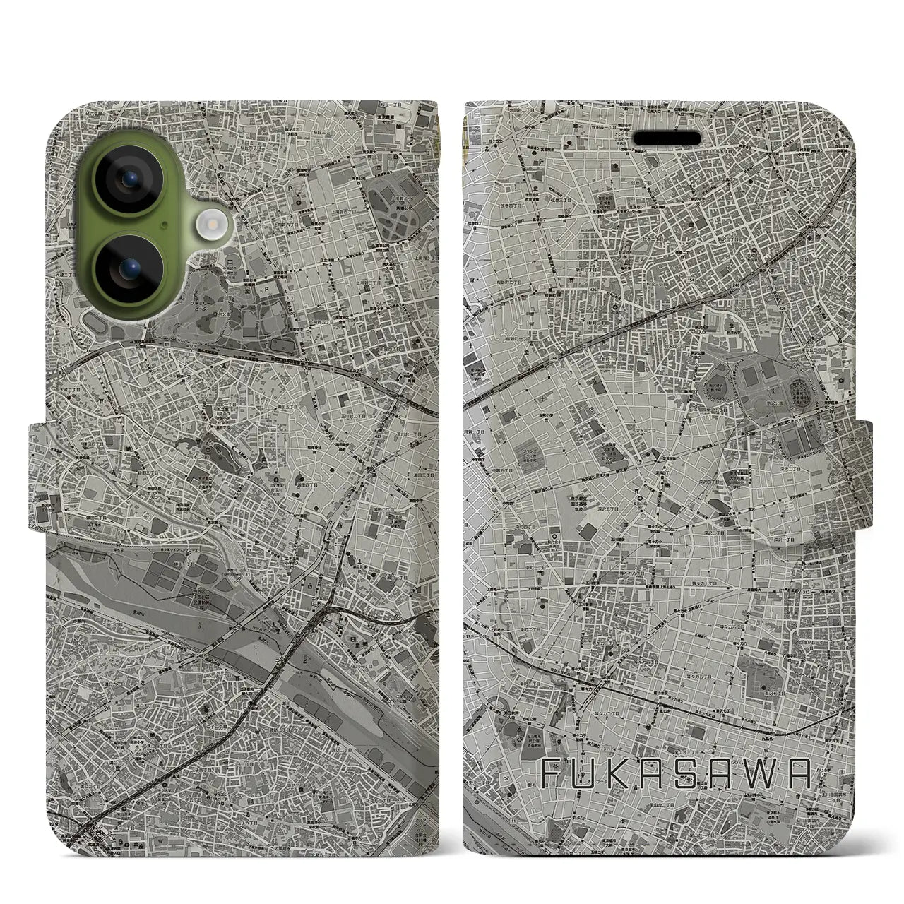 【深沢(東京都)】地図柄iPhoneケース(手帳タイプ)