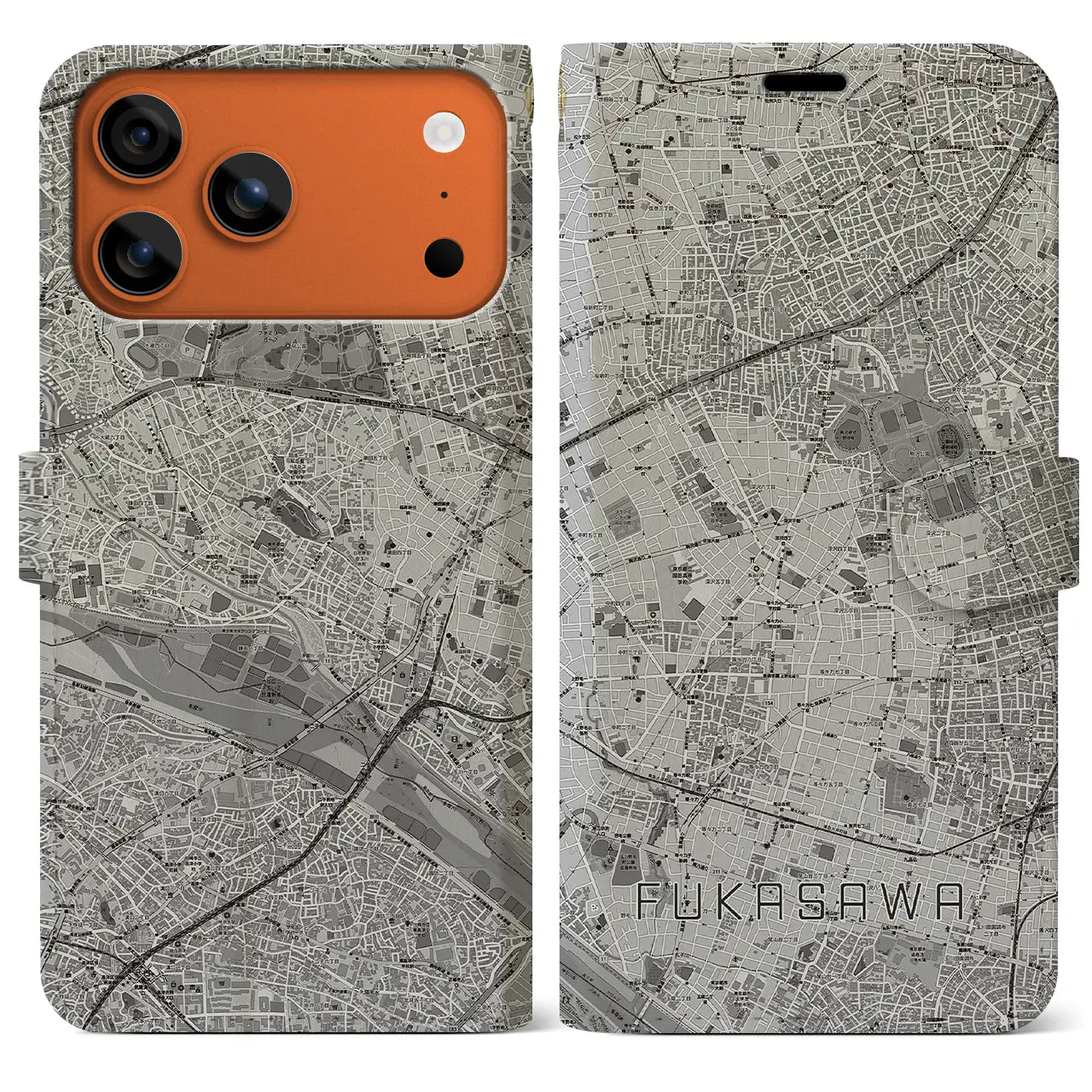 【深沢(東京都)】地図柄iPhoneケース(手帳タイプ)