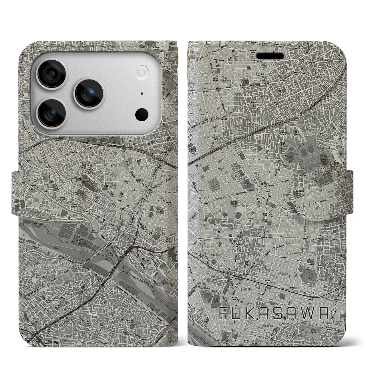 【深沢(東京都)】地図柄iPhoneケース(手帳タイプ)