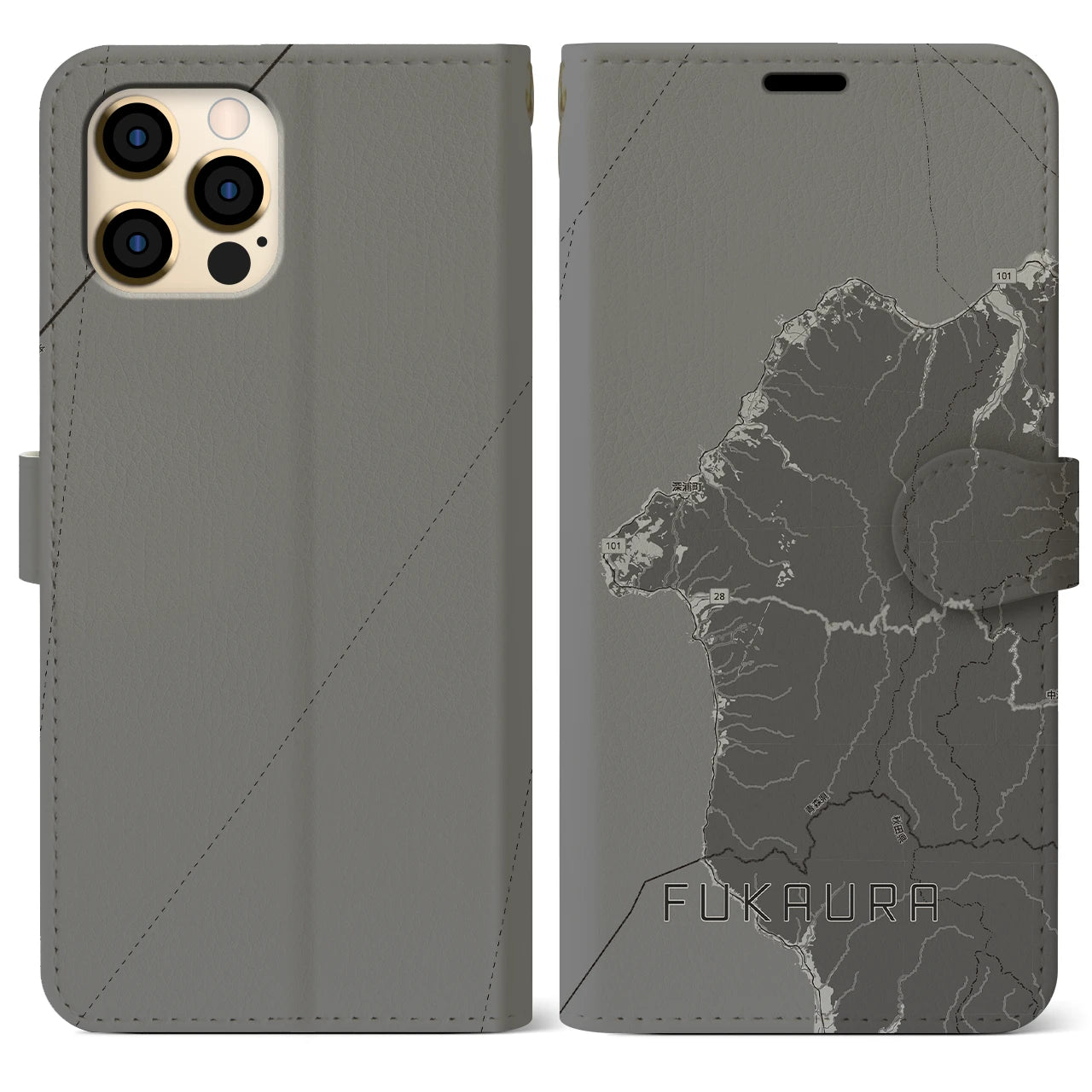 【深浦(青森県)】地図柄iPhoneケース(手帳タイプ)