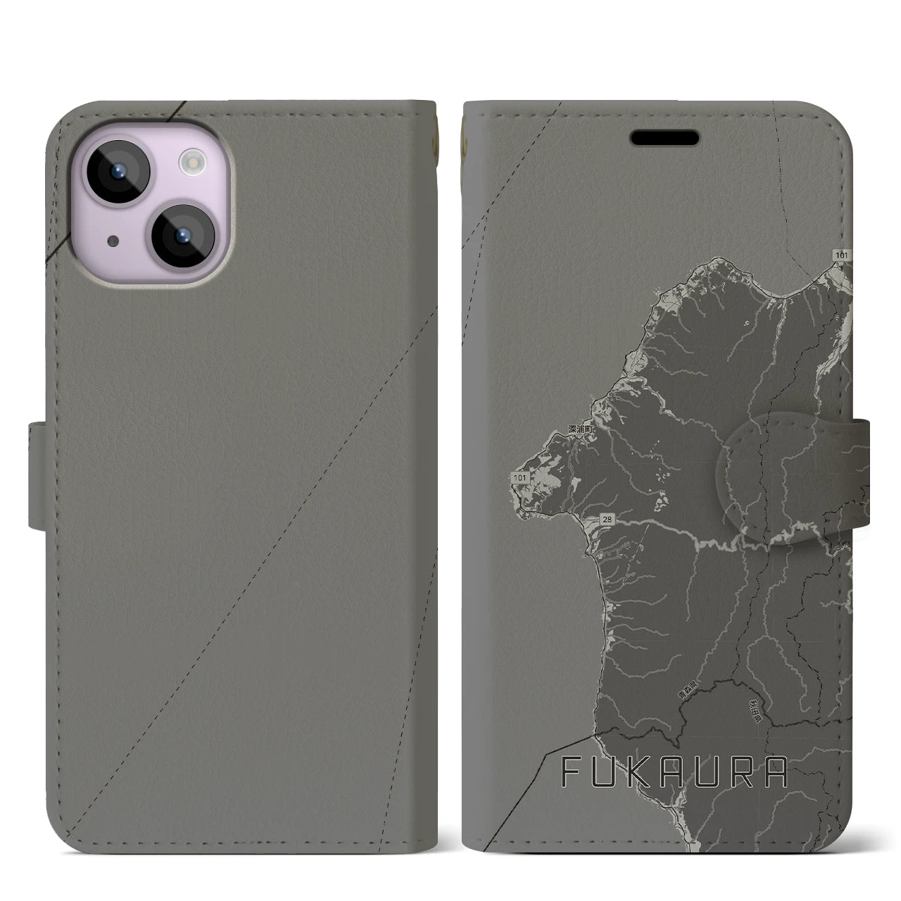【深浦(青森県)】地図柄iPhoneケース(手帳タイプ)