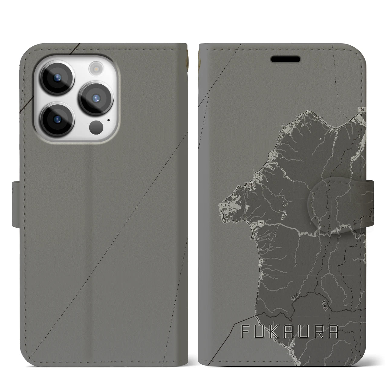 【深浦(青森県)】地図柄iPhoneケース(手帳タイプ)