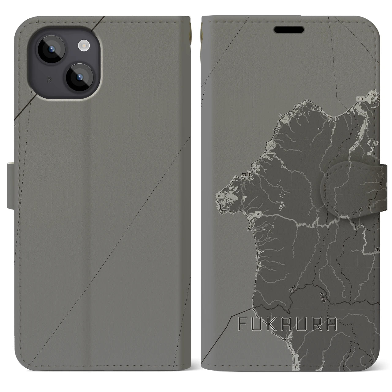 【深浦(青森県)】地図柄iPhoneケース(手帳タイプ)