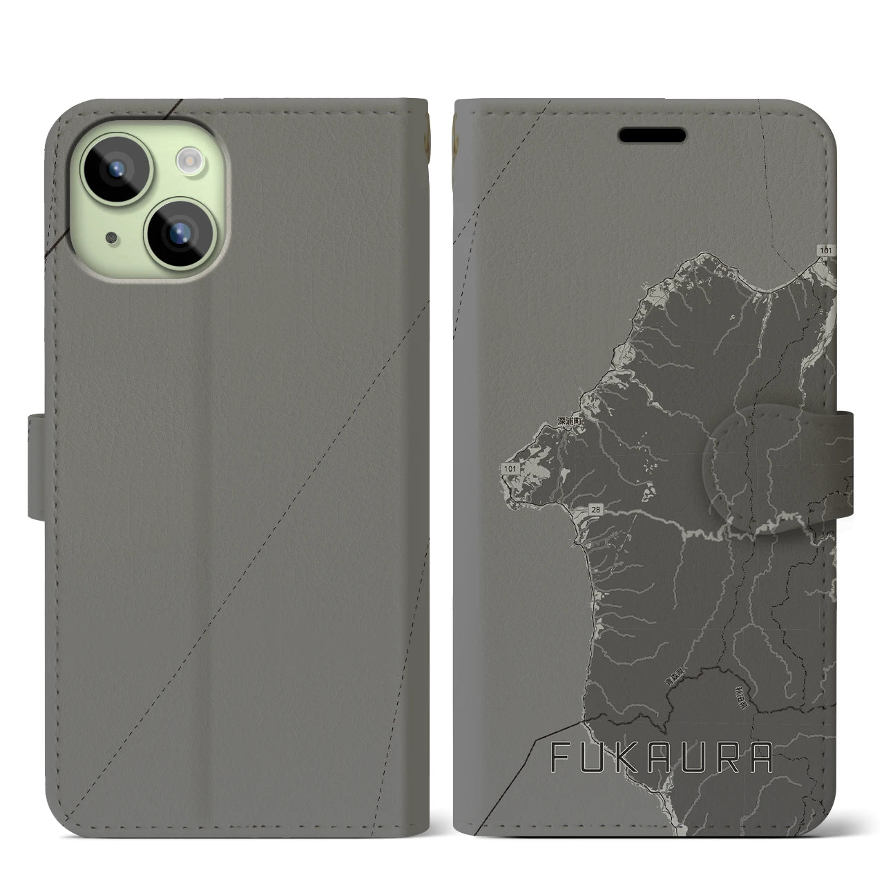 【深浦(青森県)】地図柄iPhoneケース(手帳タイプ)