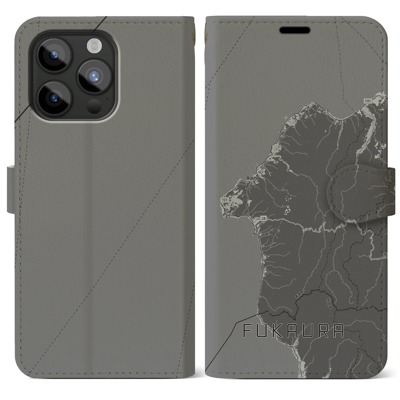 【深浦(青森県)】地図柄iPhoneケース(手帳タイプ)