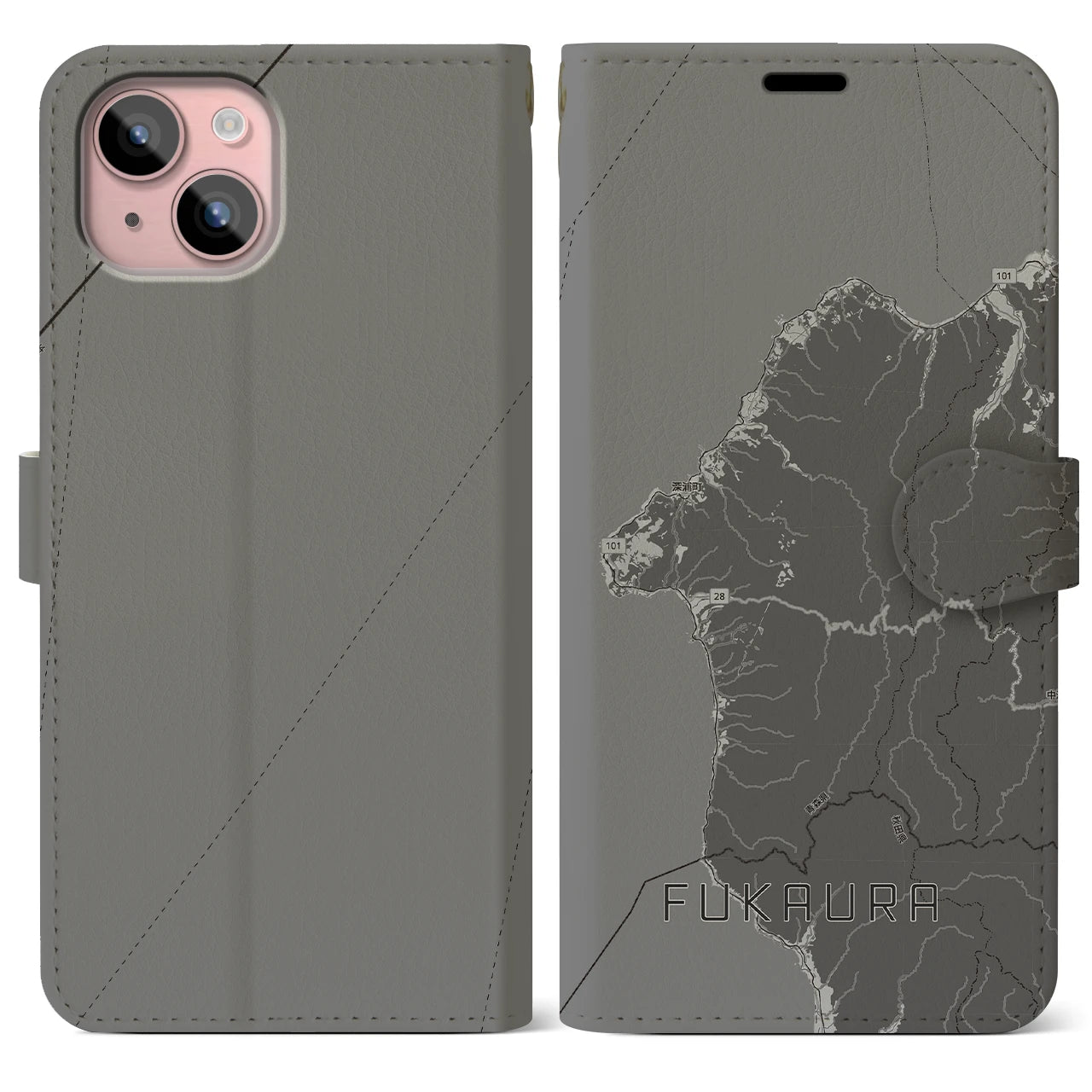 【深浦(青森県)】地図柄iPhoneケース(手帳タイプ)