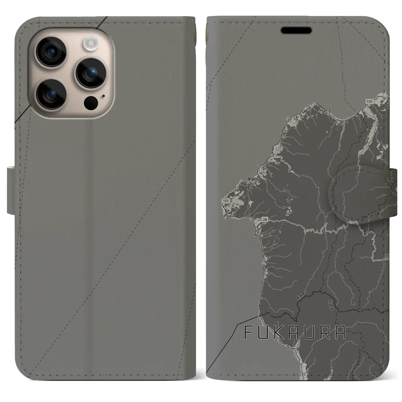 【深浦(青森県)】地図柄iPhoneケース(手帳タイプ)