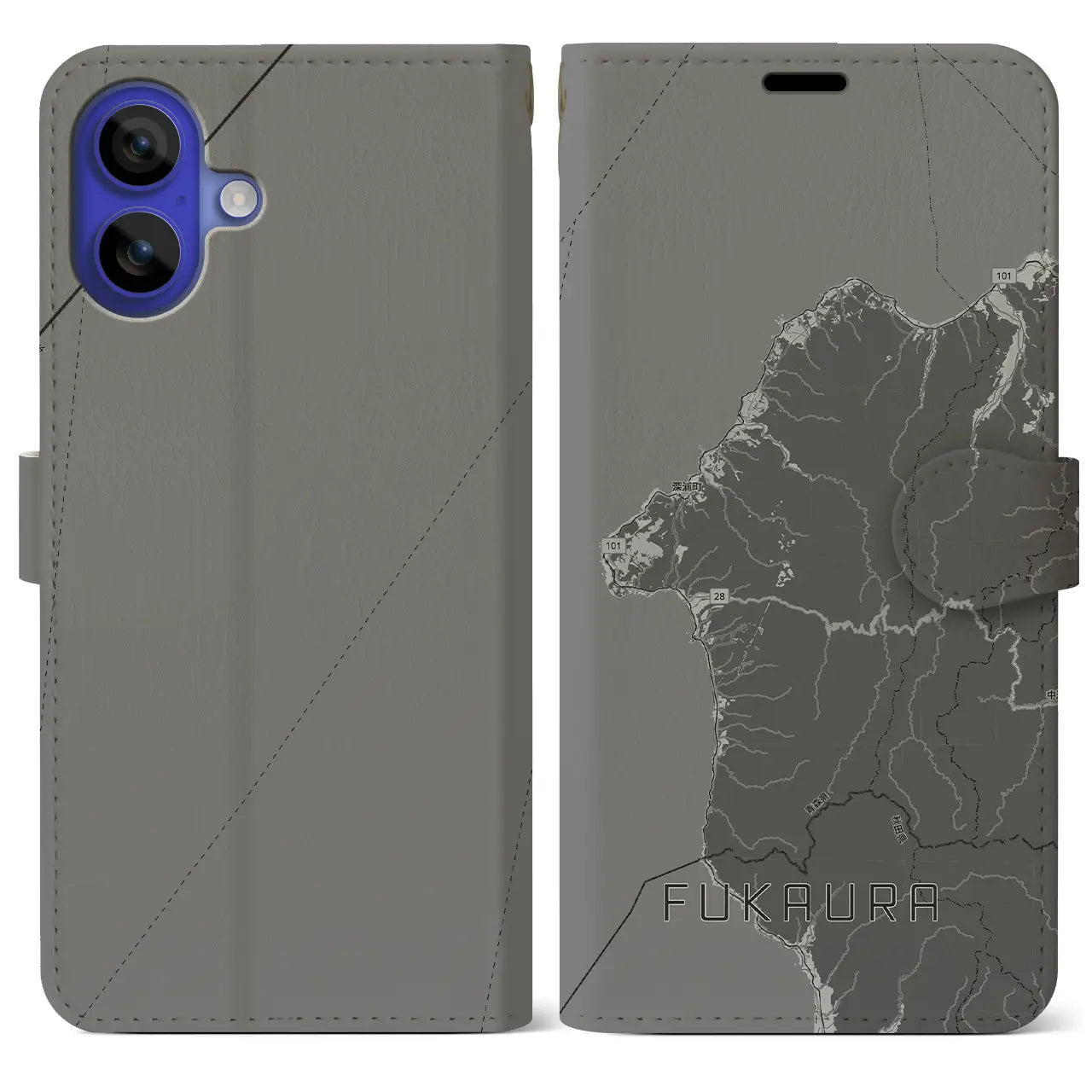 【深浦(青森県)】地図柄iPhoneケース(手帳タイプ)