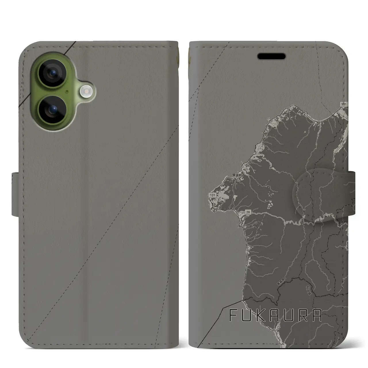 【深浦(青森県)】地図柄iPhoneケース(手帳タイプ)