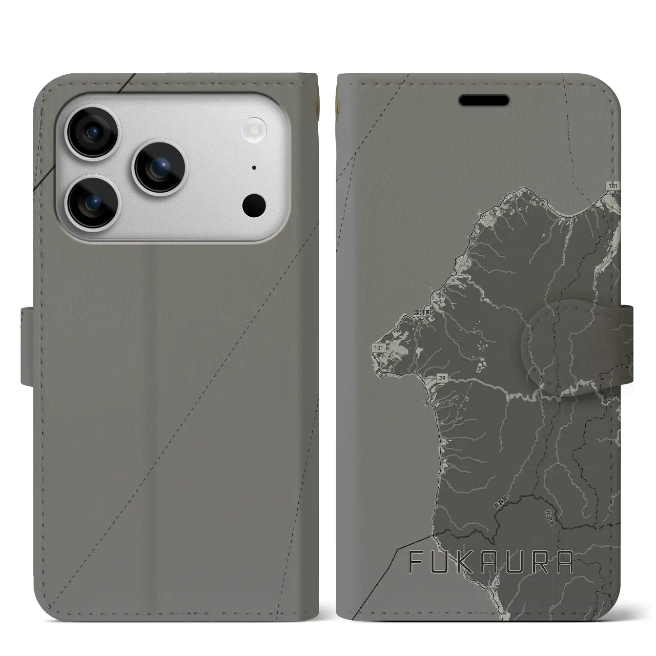 【深浦(青森県)】地図柄iPhoneケース(手帳タイプ)