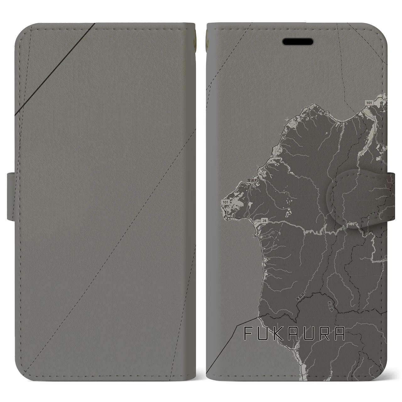 【深浦(青森県)】地図柄iPhoneケース(手帳タイプ)