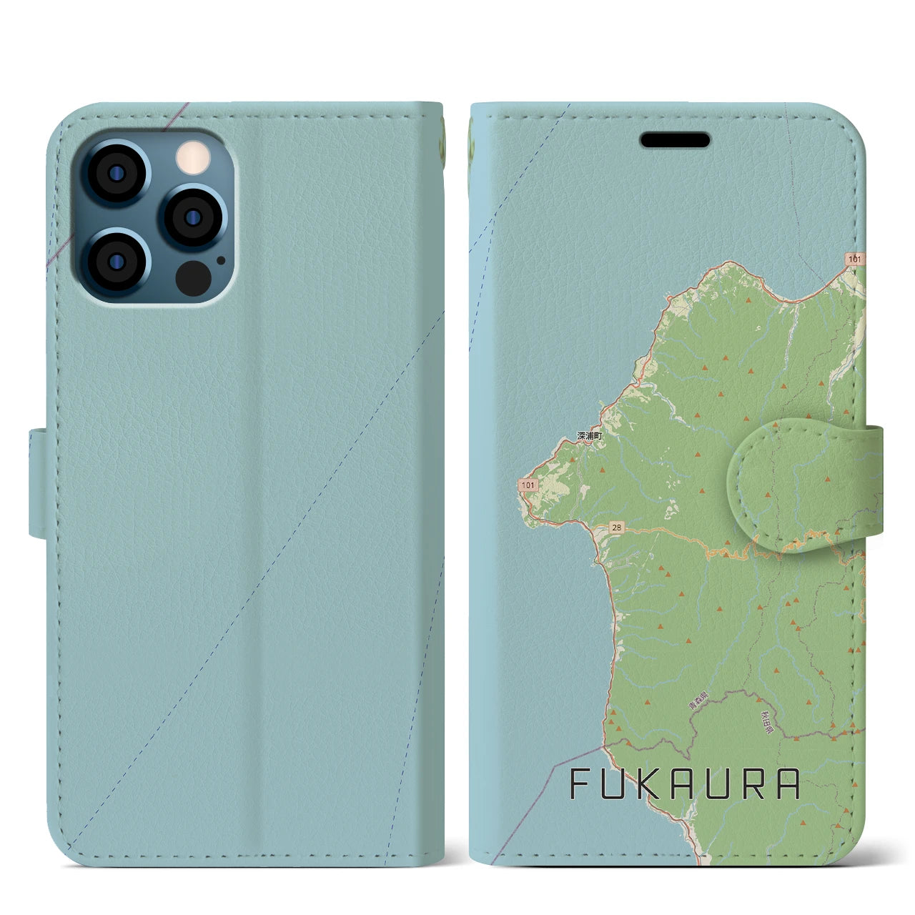 【深浦(青森県)】地図柄iPhoneケース(手帳タイプ)