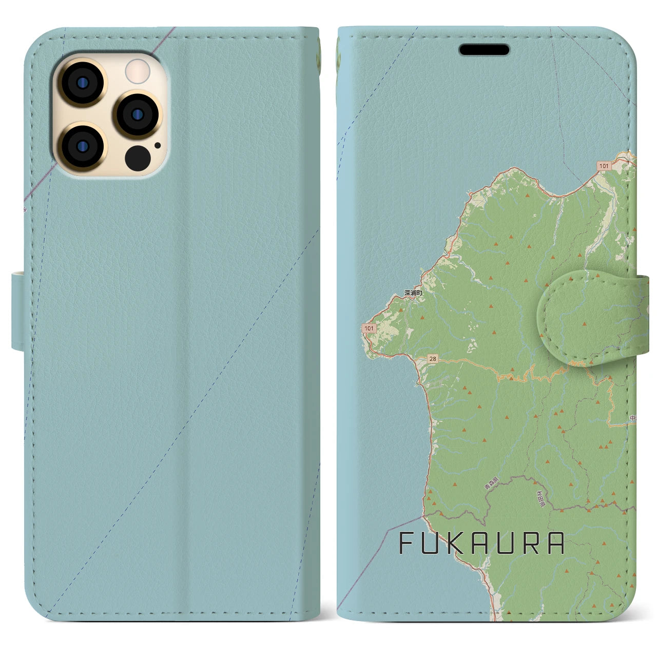 【深浦(青森県)】地図柄iPhoneケース(手帳タイプ)