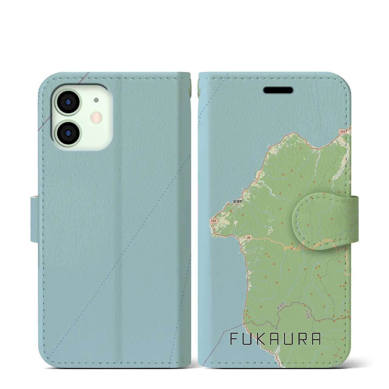 【深浦(青森県)】地図柄iPhoneケース(手帳タイプ)