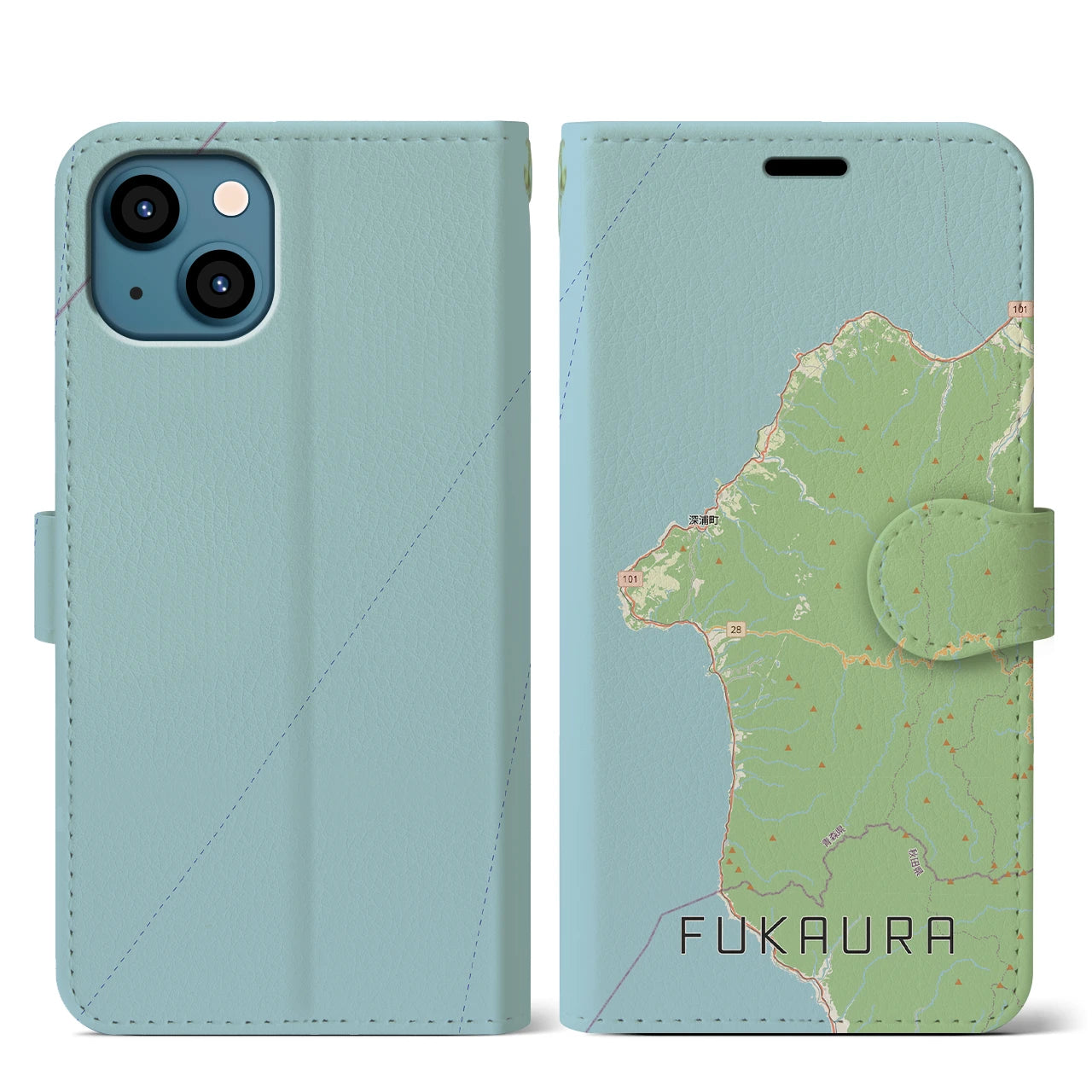 【深浦(青森県)】地図柄iPhoneケース(手帳タイプ)