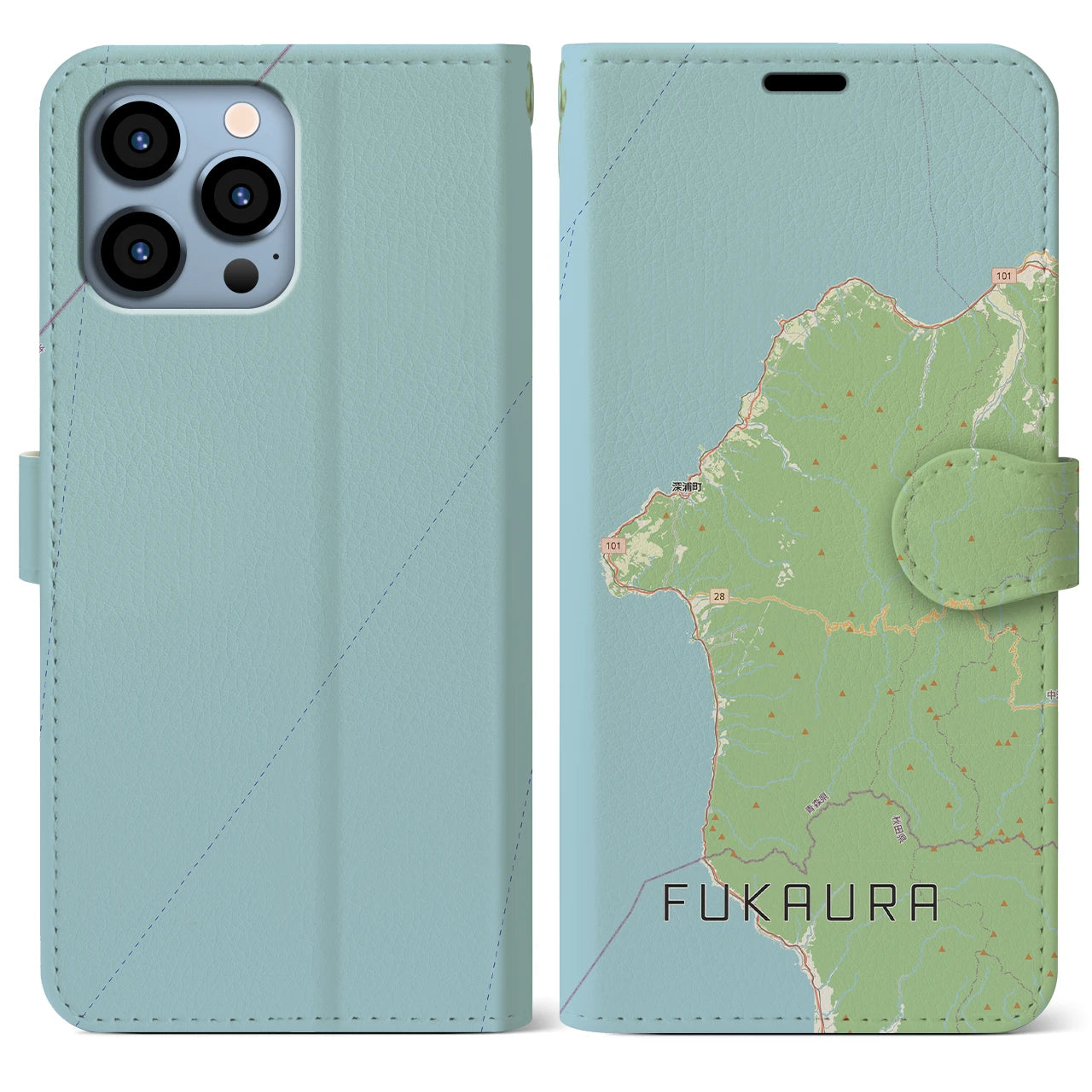 【深浦(青森県)】地図柄iPhoneケース(手帳タイプ)