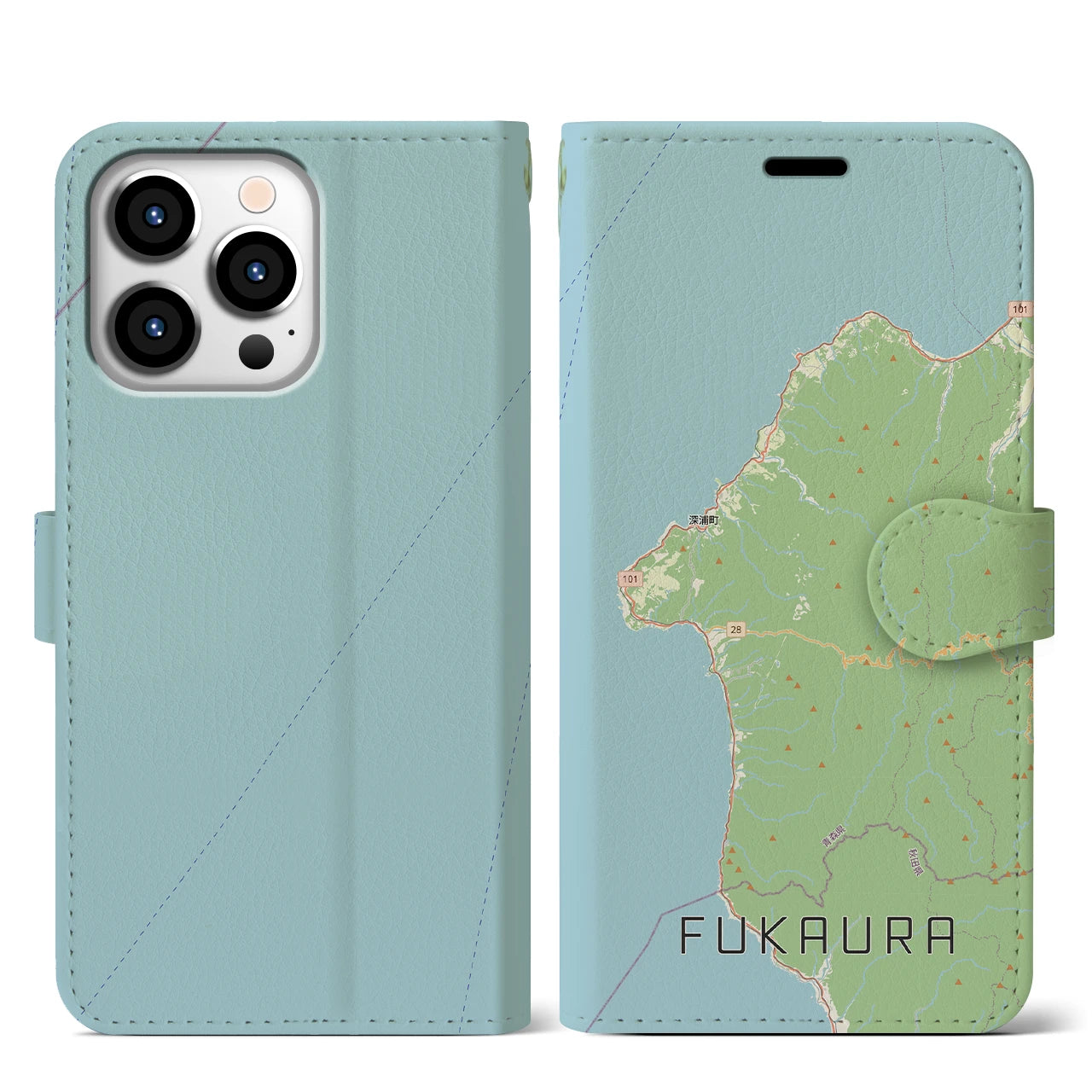 【深浦(青森県)】地図柄iPhoneケース(手帳タイプ)